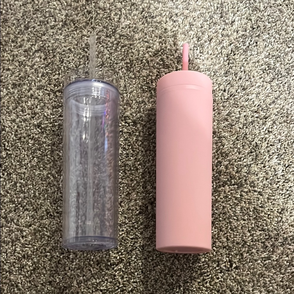 Set of Two Tumblers - Clear and Pink